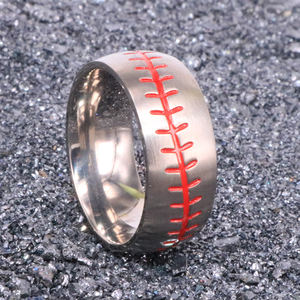 유행 청소년 야구 선수권 반지 남자의 티타늄 강철 야구 반지 소년을위한 스포츠 결혼 밴드 반지 - Product Image 4