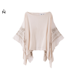 Suéter estilo onda floral 135*140CM con puños bordados en ambos lados - Product Image 1