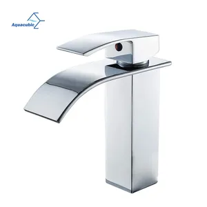Aquacubic Single Handle Chrome Bathroom Deck Mount waterfall spout Basin Faucet