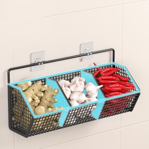 <span class=keywords><strong>Nouvelle</strong></span> étagère murale de rangement pour oignons, gingembre, ail, condiments et épices, panier de drainage sans perçage pour légumes et fruits, pour <span class=keywords><strong>cuisine</strong></span> - Product Image 3
