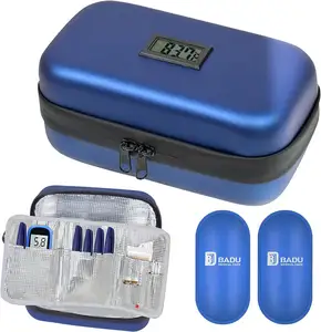 Custom Diabetic Pen Storage Organize Case EVA Insulin Cooler Bag para Medicação Isolada Travel Bag Com Exibição de Temperatura