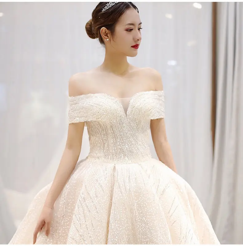 Wholesale Women Plus Size Lace Luxury White Gown Wedding Dress Bridal Fashion Elegant Off Shoulder Wedding Dresses