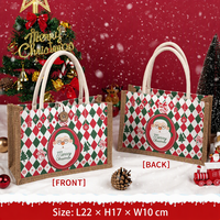 Sac fourre-tout de Noël en toile de jute, sac cadeau imprimé double face, réutilisable, écologique, pour fêtes de Noël, cadeaux pour enfants, logo personnalisé, vente en gros, OEM