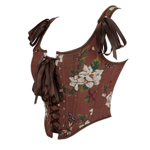 เสื้อกั๊กคอร์เซ็ทวิคตอเรียสีน้ำตาลวินเทจสำหรับผู้หญิงเสื้อรัดทรงแบบมีซิปด้านหน้าเสื้อเกาะอกเสื้อปาร์ตี้สไตล์โกธิคเซ็กซี่ระบายอากาศได้ - Product Image 2