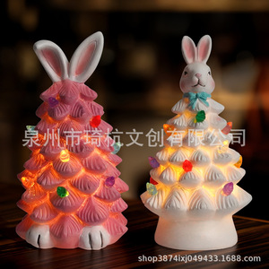 กระต่ายอีสเตอร์เครื่องประดับต้นคริสต์มาสไฟ LED ตกแต่งภายในรูปกระต่ายเรซินสังเคราะห์ของขวัญตกแต่ง - Product Image 3