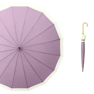 مظلة بمقبض طويل 23 بوصة بالجملة طباعة شعار الإعلان مظلة أعمال مقاومة للرياح مظلة مظلة