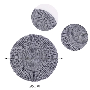 Béret en <span class=keywords><strong>tricot</strong></span> Vintage pour <span class=keywords><strong>femme</strong></span>, casquette d'hiver décontractée, élastique, couleur unie, <span class=keywords><strong>bonnet</strong></span> chaud pour l'extérieur, fête - Product Image 4