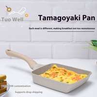 Sartén Japonesa para Tamagoyaki al por Mayor, Antiadherente, de Aluminio, para Rollos de Huevo, Rectangular, de Fondo Plano, para Cocina