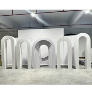 Lujo de alta calidad Blanco ondulación arco telón de fondo Recepción de boda diseño para fiesta banquete recepción - Product Image 5