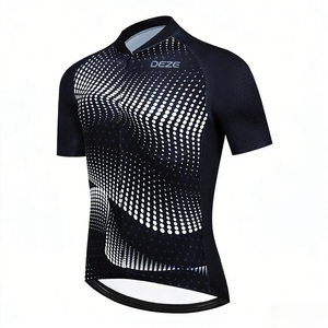 <span class=keywords><strong>Maillot</strong></span> de <span class=keywords><strong>cyclisme</strong></span> à manches courtes pour homme DEZE de haute qualité, à séchage rapide, respirant, noir et blanc à <span class=keywords><strong>pois</strong></span>, pour VTT et trajets quotidiens - Product Image 1