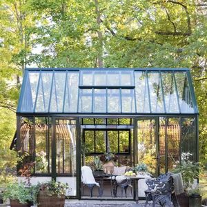 Kit de véranda moderne Fuxing en alliage d'aluminium avec toit en verre double vitrage trempé, alimentation solaire, pour cour facilement aménageable - Product Image 1