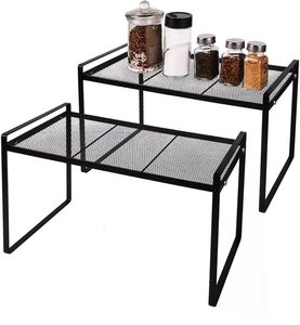 Organiseur de rangement en métal à double niveau empilable, étagères de comptoir, <span class=keywords><strong>placard</strong></span> de cuisine, évier, table de bureau - Product Image 1