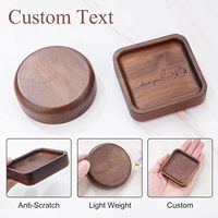 Plateau rond en bois de noyer pour bagues, plateau à bagues de mariage, plateau à bijoux en bois pour les couples, cadeau pour un anniversaire, Noël, un anniversaire de mariage