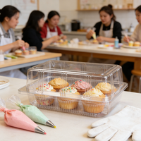 Boîtes d'emballage, emballage pour boulangerie, conteneur à charnières, boîte à gâteau en plastique, boîte à clapet transparente, boîte alimentaire transparente en PET