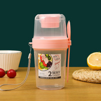 Petit déjeuner en plastique enfants Snack nuit avoine tasses yaourt conteneur avec poignée cuillère vinaigrette conteneur salade shaker tasse