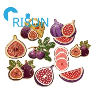 Broche en émail personnalisée en gros, motif figues et fruits, épinglette en métal, plante subtropicale, grenade, kiwi, figue, badge <span class=keywords><strong>de</strong></span> revers en émail - Product Image 1