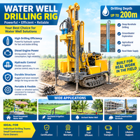 Foreuse de puits d'eau diesel CE haute capacité 73 kW, chenillée, pour forage jusqu'à 260 mètres de profondeur, avec moteur et pompe