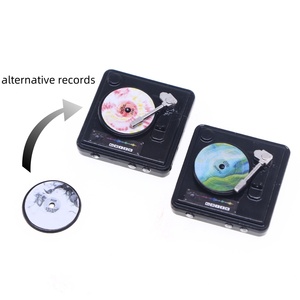 Mini lecteur de disque CD rétro disques alternatifs cadran de rotation fonctionnel plateau ouvrable poupée échelle accessoires 1990s Tech décor - Product Image 3
