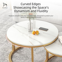 Table à manger ronde de style moderne EaseNeat avec structure en acier inoxydable, robuste et durable pour la maison, le salon