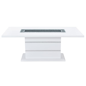 HMS 79 bianco finti cristalli di vetro e legno piedistallo Base tavolo da pranzo elegante ed elegante - Product Image 2