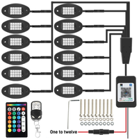 Feux d'ambiance et de fond automobiles, feux arrière 12V LED RGB avec contrôle par application, lumières décoratives pour camion, étanches IP67, 20W