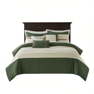 DB Comforter <b>Set</b> 7-Piece Microfiber <b>Stripes</b> Summer Breathable Home <b>Bedding</b> - Product Image 1