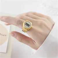 El nuevo reloj electrónico permite ver la hora, reloj de anillo creativo, reloj de anillo simple para hombres y mujeres.