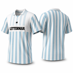 เสื้อกีฬาลายทางสไตล์อเมริกันเรโทรแบบซับลิเมชั่นสั่งทำได้ พร้อมสกรีนโลโก้ตามต้องการ ระบายอากาศได้ดี เหมาะสำหรับการแข่งขัน ขายส่ง - Product Image 1