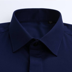<span class=keywords><strong>Camisa</strong></span> de lujo <span class=keywords><strong>azul</strong></span> <span class=keywords><strong>marino</strong></span> <span class=keywords><strong>para</strong></span> hombre con puños franceses ropa formal de bambú <span class=keywords><strong>para</strong></span> hombre - Product Image 2