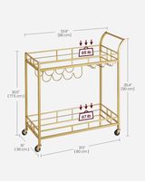 Chariot de bar pliable en or de luxe moderne Chariot à roulettes pour hôtel, cuisine, salle à manger et hôpital Chariot de service de bar à domicile en métal