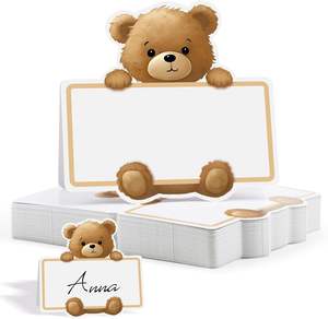 Ours Baby Shower Place Card pour le réglage de la <span class=keywords><strong>table</strong></span> Nous pouvons attendre les cartes de nom de <span class=keywords><strong>table</strong></span> Neutral Sexe Reveal Bear First Birthday Tent - Product Image 1
