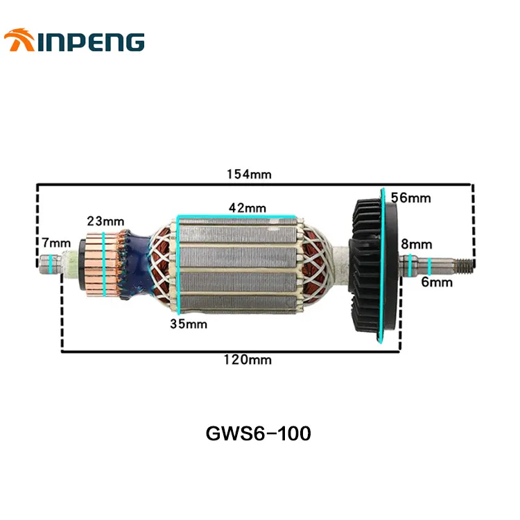Yüksek kaliteli güç alet yedek parçaları Boschs GWS 6-100 açı öğütücü onarım Rotor