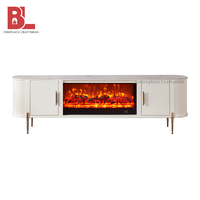 Meuble TV électrique avec foyer LED de 79 pouces, console multimédia moderne de luxe avec insert de foyer LED à 12 couleurs
