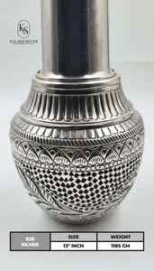 Pure Silver <b>Water</b> <b>Bottle</b> with Glass Traditional Floral Engraved Handcrafted Silver Drinkware for Daily Use and Gifting - Product Image 2