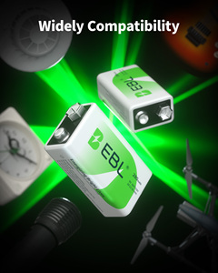 EBL Paquete de 4 Baterías de NiMH de 9 Voltios 280mAh 6F22, Batería Recargable de NiMH de 9V para Micrófono - Product Image 2