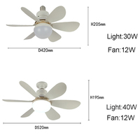 Ventilateur de plafond LED à intensité variable avec télécommande, matériau ABS, base E26/E27, petites pales multicolores