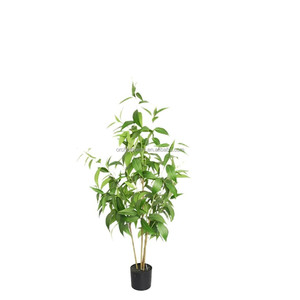 Bonsái Artificial de Hojas Delgadas, Árbol de Eucalipto <span class=keywords><strong>Llorón</strong></span> Ovalado Largo, Plantas en Maceta de 1.2 m para Decoración de Tiendas, Hoteles, Oficinas, Salones y Hogares - Product Image 1
