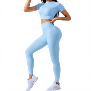 Nouvel ensemble de sport uni pour femme, doux et confortable, taille haute, effet push-up, idéal pour le fitness, l'entraînement et le yoga, anti-transpiration - Product Image 4