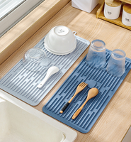 YDS Tapis d'égouttoir à vaisselle résistant à la chaleur pour évier de comptoir de cuisine Grand tapis de séchage en Silicone Tapis d'évier antidérapant facile à nettoyer