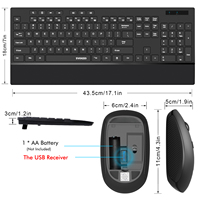 Ensemble clavier et souris multimédia sans fil, 2.4Ghz, USB ultra fine, vente en gros, pour le bureau