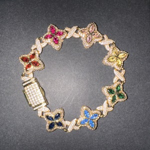 Uwin Kleurrijke 5a Cz Klaver Oneindige Ketting Klavertje Vier Bloem Armband 18K Verguld Infinited Miami Cuban Ketting Armband - Product Image 3