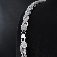 Chaîne Torsadée GRA Certifiée Prix Usine Personnalisée Grand Rapper 8 mm Argent Sterling 925 Entièrement Sertie Moissanite Pour Hommes
