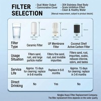 Filtro de Grifo de Cocina de Acero Inoxidable, Uso Doméstico, Carbón Activado que Elimina Cloro, Plomo, Sedimentos y Mal Sabor
