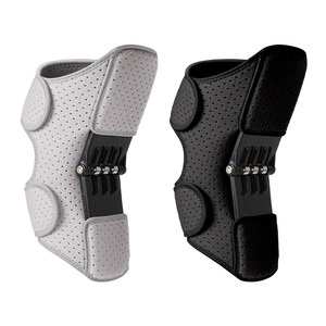Genouillère Shiwei avec support à ressorts et sangles réglables pour la course à pied, protection des articulations, gris noir - Product Image 2