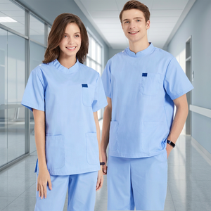 Custom Hospital Medical Scrubs Uniform <b>Set</b> for <b>Doctors</b> Nurses Healthcare Staff Unisex V Neck Top & Pants OEM ODM - Product Image 4