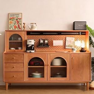 Solid Wood <b>Sideboard</b> Cherry Wood 1.5M Nordic Style Tea Cabinet Coffee <b>Storage</b> Cabinet Living Room Furniture - Product Image 1