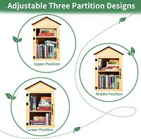 Boîte de bibliothèque miniature imperméable à 2 niveaux - Armoire d'échange de livres en bois massif pour l'extérieur avec étagères réglables pour les communautés/les écoles