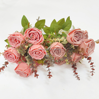 Massen preis 7 Köpfe Künstliche Blumen Rose Bunch Hochzeits feier Herzstück Benutzer definiertes Logo