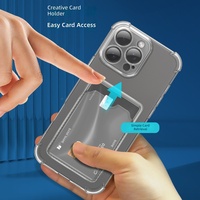 Coque de téléphone transparente en TPU souple pour cartes T040 iPhone 11 12 13 14 15 16 17 18 Pro Max Plus 17 Air avec porte-cartes