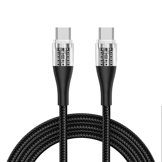 Factory Customization logo LED 60W 3A 1M 2M Black Nylon Braided PD Type c Cable Fast Charging